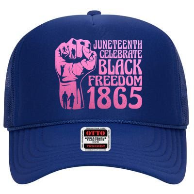 Juneteenth 1865 African American Pride Black Freedom Gift High Crown Mesh Back Trucker Hat