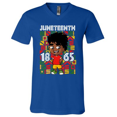 Juneteenth 1865 African Black King Melanin Proud Freedom Gift V-Neck T-Shirt