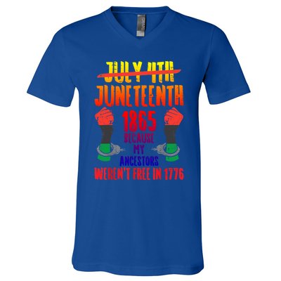 Juneteenth 1865 African Fist Black History Pride Blm Gift V-Neck T-Shirt