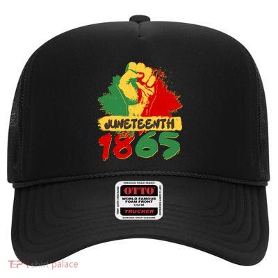 Juneteeth 1865 African Black American Holiday High Crown Mesh Back Trucker Hat