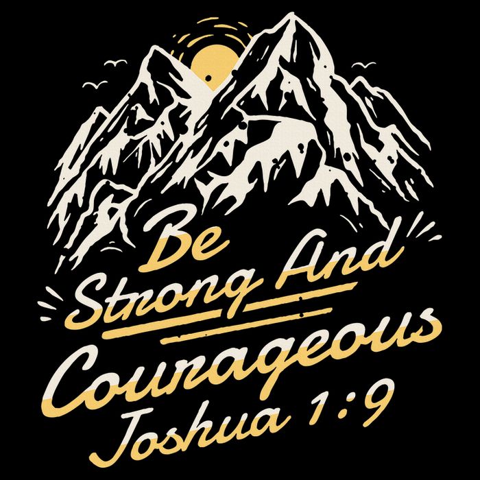 Joshua 19 Be Strong And Courageous Flat Bill Trucker Hat