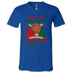 Junenth 1865 Because My Ancestors WerenT Free In 1776 Gift V-Neck T-Shirt