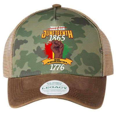 Juneteenth 1865 Because My Ancestors Weren't Free In 1776 Legacy Tie Dye Trucker Hat