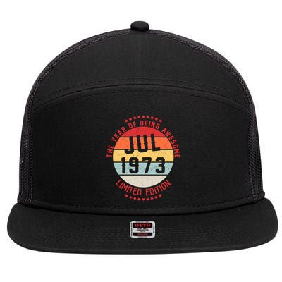 Jul 1973 Birthday The Year Of Being Awesome Gift 7 Panel Mesh Trucker Snapback Hat