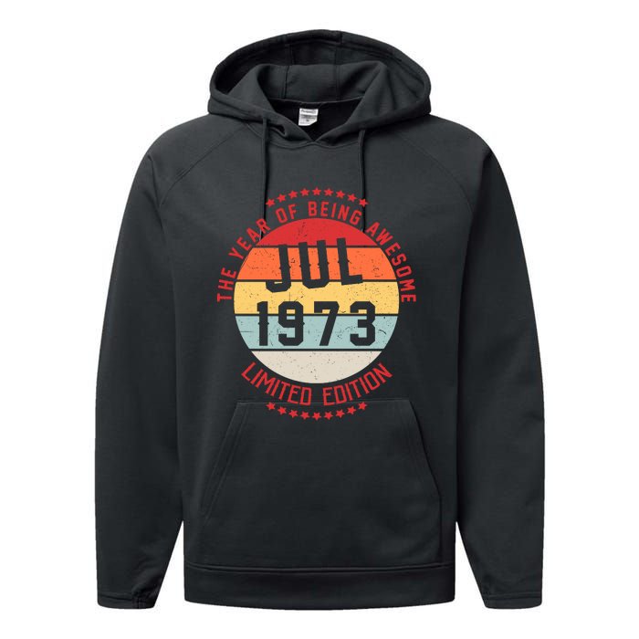 Jul 1973 Birthday The Year Of Being Awesome Gift Performance Fleece Hoodie