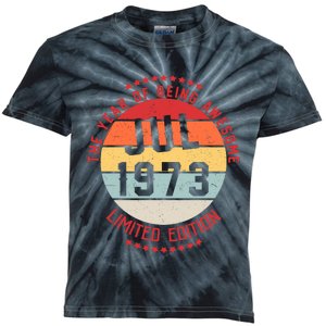 Jul 1973 Birthday The Year Of Being Awesome Gift Kids Tie-Dye T-Shirt