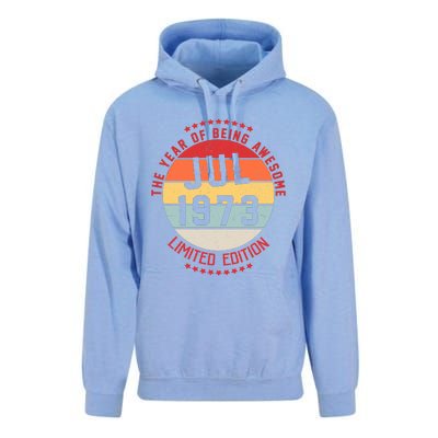 Jul 1973 Birthday The Year Of Being Awesome Gift Unisex Surf Hoodie