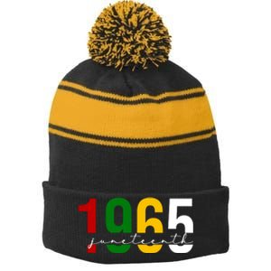 Juneteenth 1965 Black History Month Stripe Pom Pom Beanie