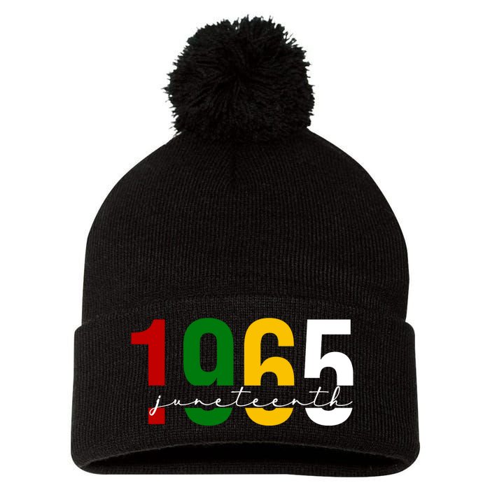 Juneteenth 1965 Black History Month Pom Pom 12in Knit Beanie