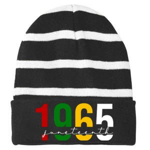 Juneteenth 1965 Black History Month Striped Beanie with Solid Band