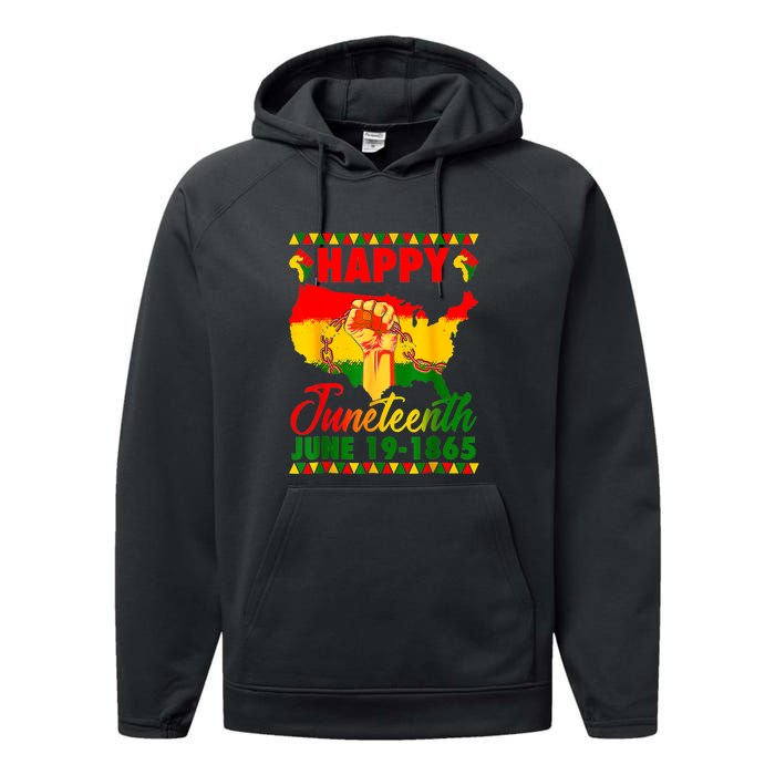 Juneteenth 1865 Black Queen Melanin Girl Magic African Retro Gift African Pride Performance Fleece Hoodie