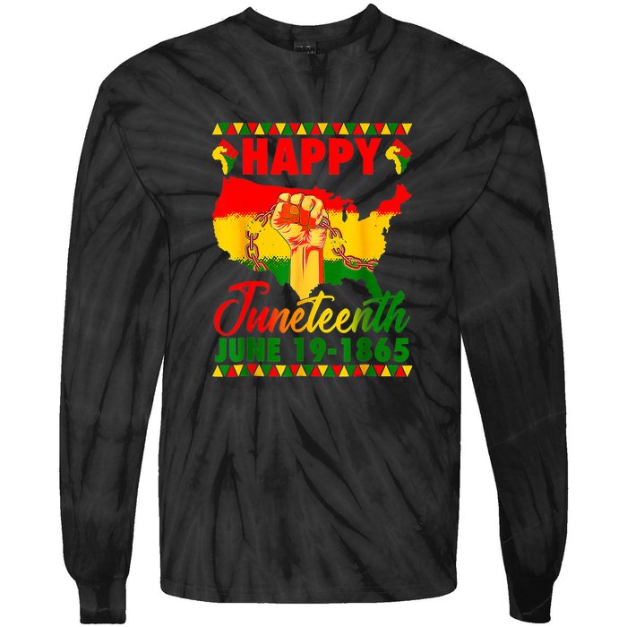 Juneteenth 1865 Black Queen Melanin Girl Magic African Retro Gift African Pride Tie-Dye Long Sleeve Shirt