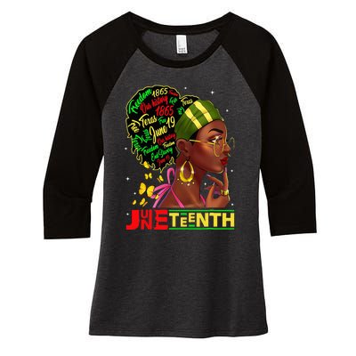 Juneteenth 1865 Black Woman Butterfly African Melanin Queen Women's Tri-Blend 3/4-Sleeve Raglan Shirt