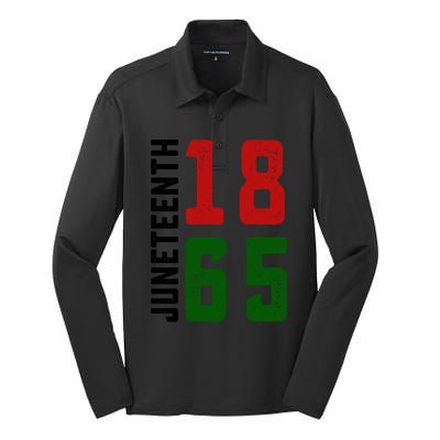 Juneteenth 1865 Black Freedom African American Independence Gift Silk Touch Performance Long Sleeve Polo