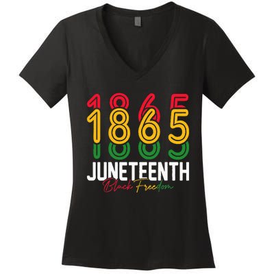 Juneteenth 1865 Black Freedom History Month African American Women's V-Neck T-Shirt