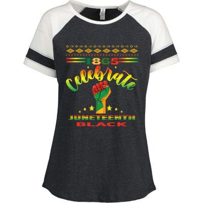 Juneteenth 1865 Celebrate African American Enza Ladies Jersey Colorblock Tee