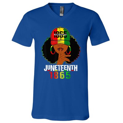 Juneteenth 1865 Celebrate Freedom Celebrating Black Women V-Neck T-Shirt