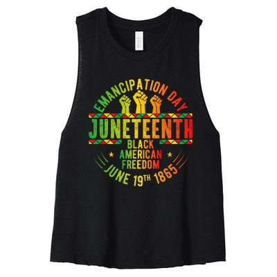 Juneteenth 1865 Celebrate Independence Day of Bold Black Women's Racerback Cropped Tank