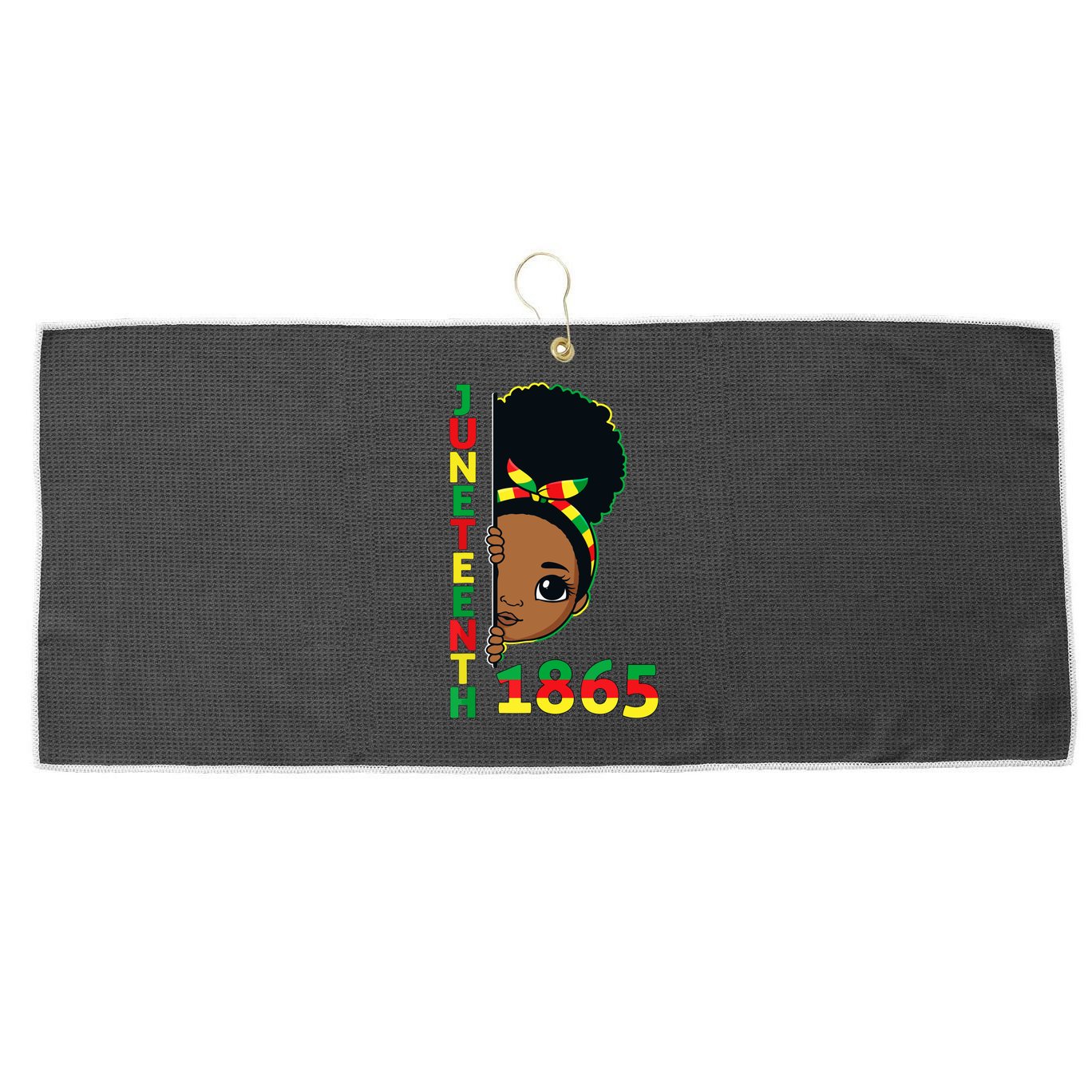 Juneteenth 1865 Celebrating Brown Skin Princess Girls Black History Large Microfiber Waffle Golf Towel