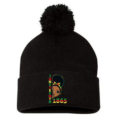 Juneteenth 1865 Celebrating Brown Skin Princess Girls Black History Pom Pom 12in Knit Beanie