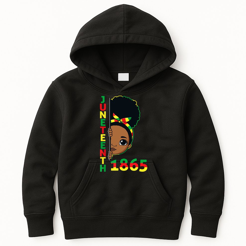 Juneteenth 1865 Celebrating Brown Skin Princess Girls Black History Kids Hoodie