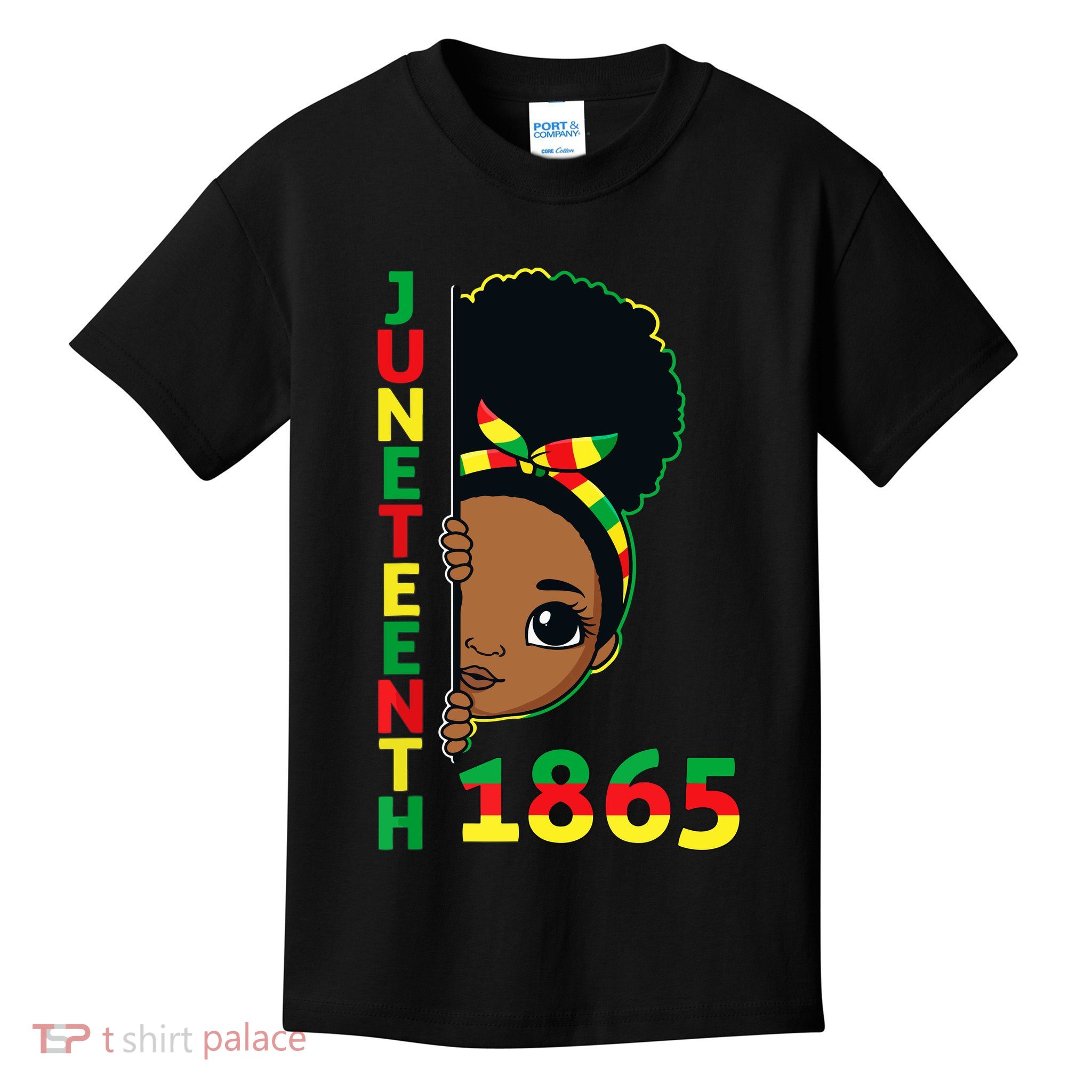 Juneteenth 1865 Celebrating Brown Skin Princess Girls Black History Kids T-Shirt