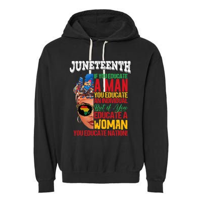 Juneteenth 1865 Celebrating Black Women Our Black Mothers Garment-Dyed Fleece Hoodie