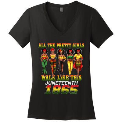 Juneteenth 1865 Celebrate Freedom Celebrating Women's V-Neck T-Shirt