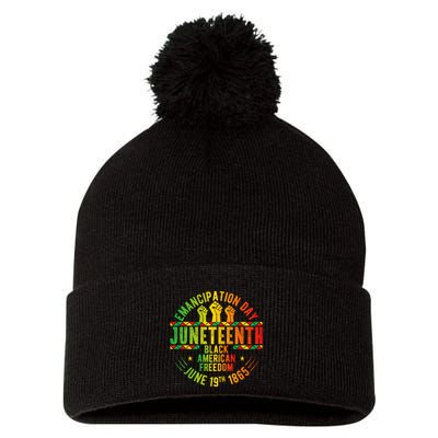Juneteenth 1865 Celebrate Independence Day of Bold Black Pom Pom 12in Knit Beanie