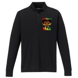 Juneteenth 1865 Celebrate Freedom Day Performance Long Sleeve Polo