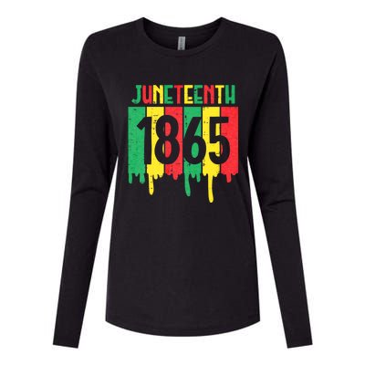 Juneteenth 1865 Drip African American Womens Cotton Relaxed Long Sleeve T-Shirt