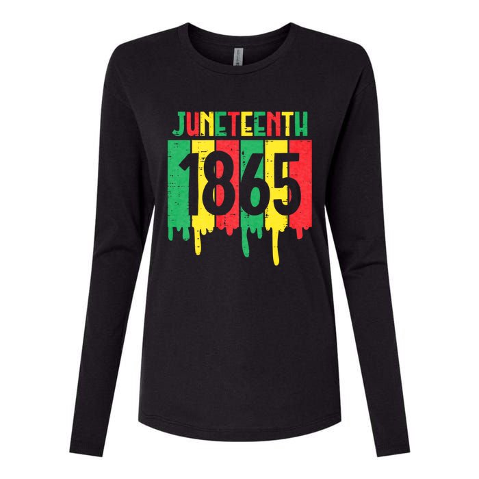 Juneteenth 1865 Drip African American Womens Cotton Relaxed Long Sleeve T-Shirt