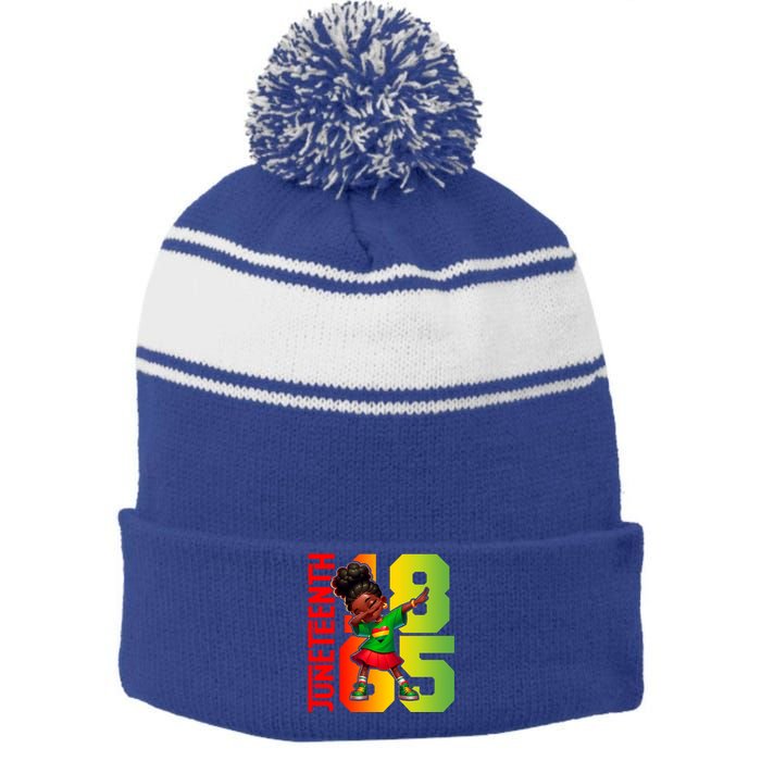 Junenth 1865 Dabbing Vibes Only Black Princess Cool Gift Stripe Pom Pom Beanie