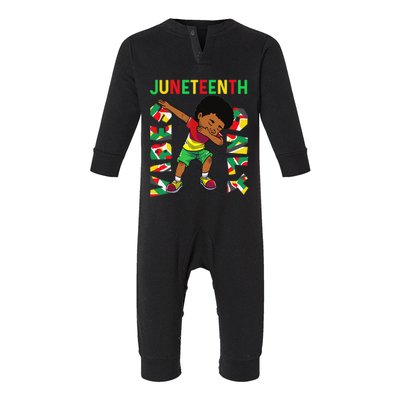 Juneteenth 1865 Dabbing Vibes Only Black African Boy  Infant Fleece One Piece