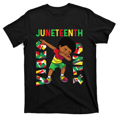 Juneteenth 1865 Dabbing Vibes Only Black African Boy  T-Shirt