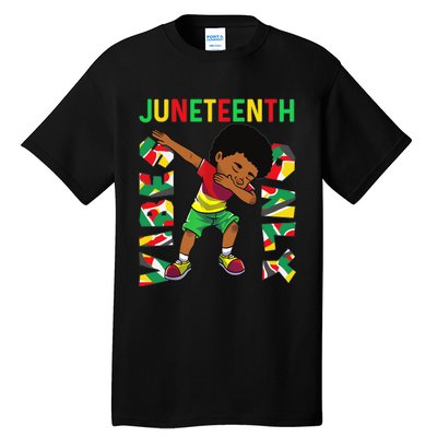 Juneteenth 1865 Dabbing Vibes Only Black African Boy  Tall T-Shirt