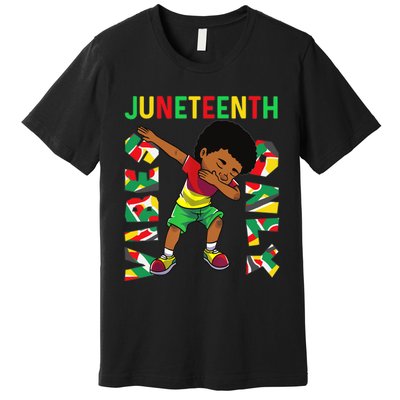 Juneteenth 1865 Dabbing Vibes Only Black African Boy  Premium T-Shirt