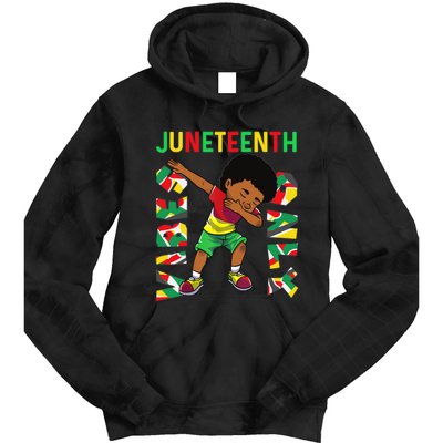 Juneteenth 1865 Dabbing Vibes Only Black African Boy  Tie Dye Hoodie