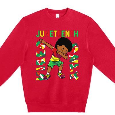 Juneteenth 1865 Dabbing Vibes Only Black African Boy  Premium Crewneck Sweatshirt