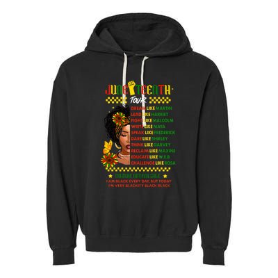 Juneteenth 1865 Dream Like Leader Black History Garment-Dyed Fleece Hoodie