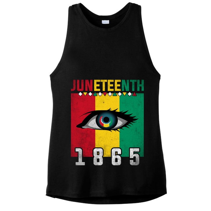 Juneteenth 1865 Eye Graphic Black History African American Gift Ladies PosiCharge Tri-Blend Wicking Tank