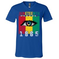 Juneteenth 1865 Eye Graphic Black History African American Gift V-Neck T-Shirt