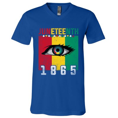 Juneteenth 1865 Eye Graphic Black History African American Gift V-Neck T-Shirt