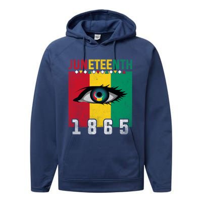 Juneteenth 1865 Eye Graphic Black History African American Gift Performance Fleece Hoodie