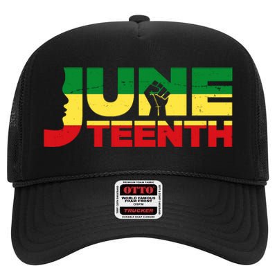 Juneteenth 1865 Freedom Black Pride High Crown Mesh Back Trucker Hat