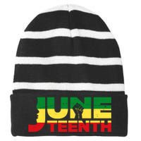 Juneteenth 1865 Freedom Black Pride Striped Beanie with Solid Band