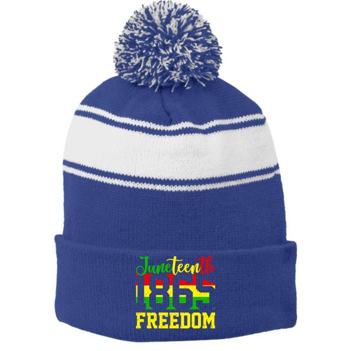 Juneteenth 1865 Freedom Day Black History Mom Mother's Day Gift Stripe Pom Pom Beanie