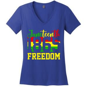 Juneteenth 1865 Freedom Day Black History Mom Mother's Day Gift Women's V-Neck T-Shirt