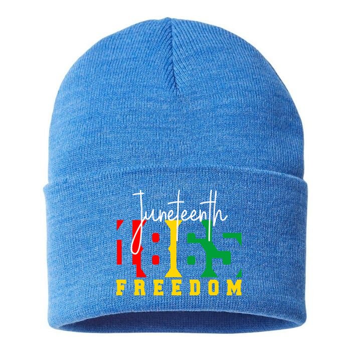 Juneteenth 1865 Freedom Day Pride Black Usa Afro Gift Sustainable Knit Beanie