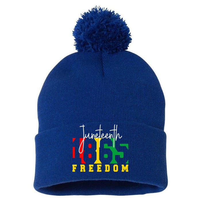 Juneteenth 1865 Freedom Day Pride Black Usa Afro Gift Pom Pom 12in Knit Beanie